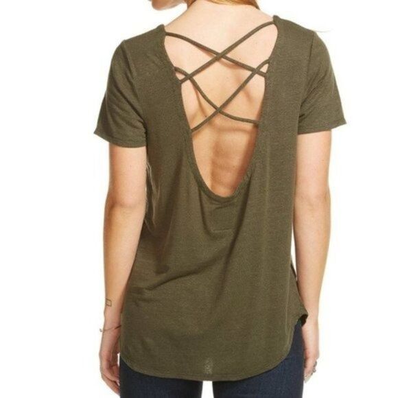 CHASER Linen Criss Cross Short Sleeve Tee - Picture 7 of 7